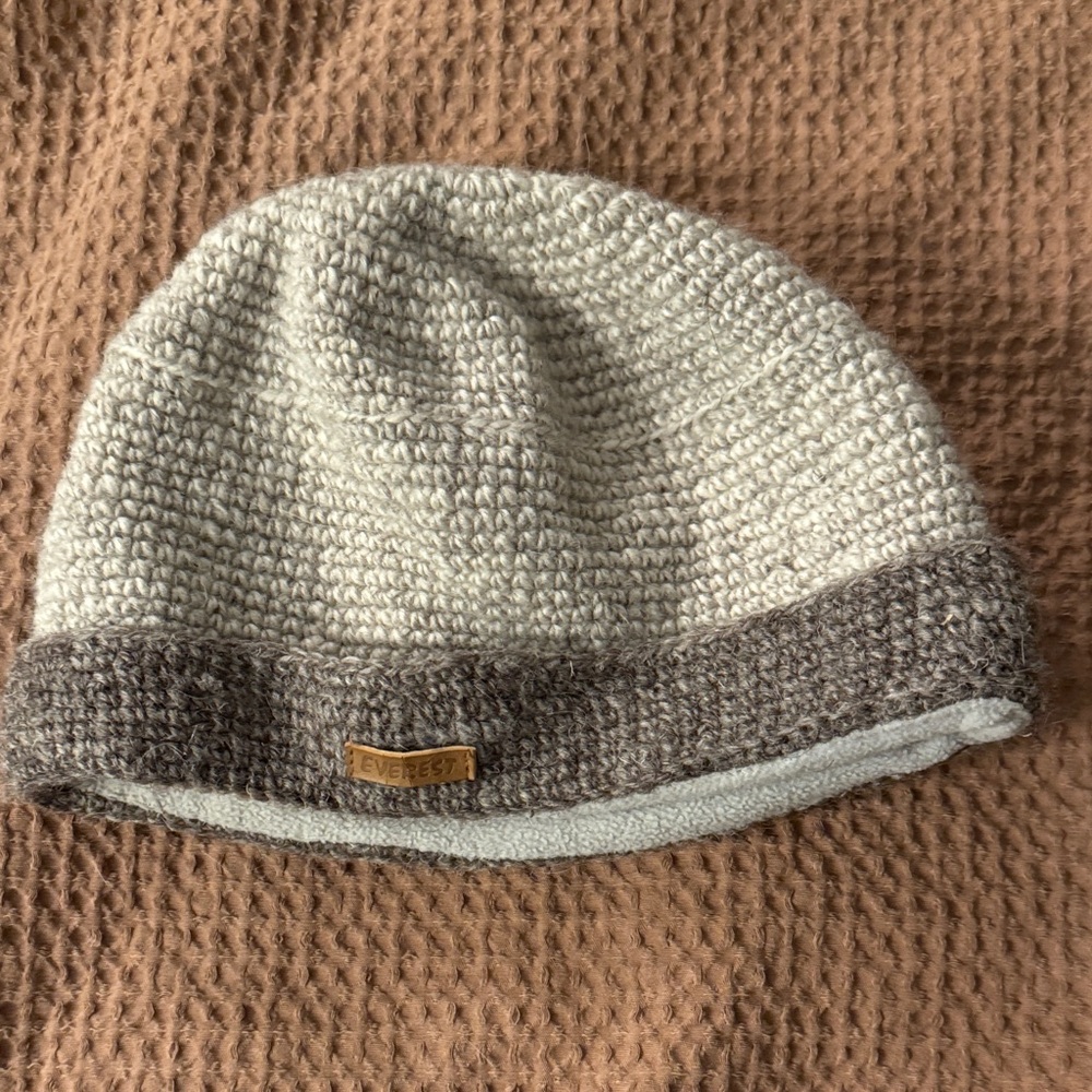 Gray and Brown Women's Knit Beanie